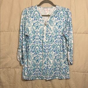Elegant Blue and White Women's Swim Coverup